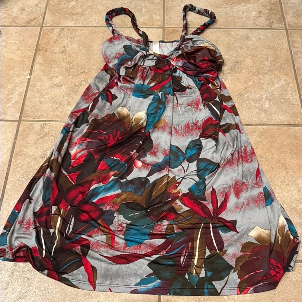 S-Twelve Red and Blue Sleeveless Mini Sundress